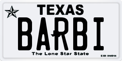 TX license plate BARBI