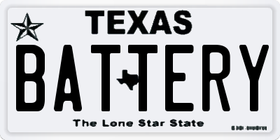 TX license plate BATTERY