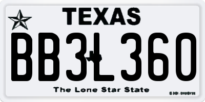 TX license plate BB3L360