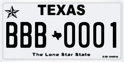 TX license plate BBB0001