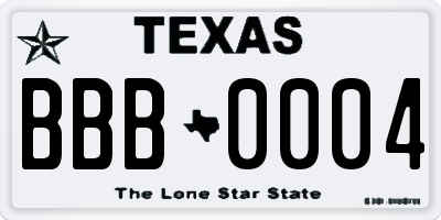 TX license plate BBB0004