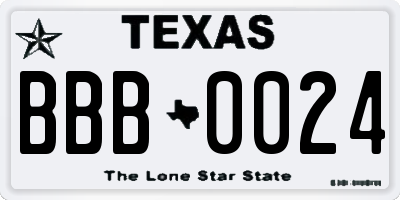 TX license plate BBB0024