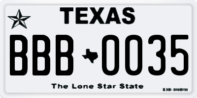 TX license plate BBB0035