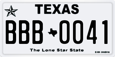 TX license plate BBB0041