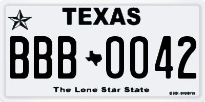 TX license plate BBB0042