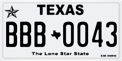 TX license plate BBB0043