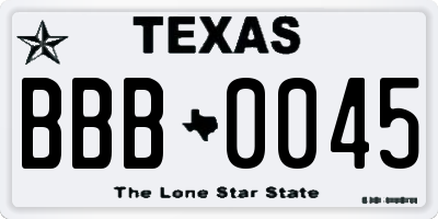 TX license plate BBB0045