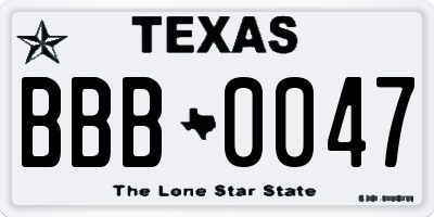 TX license plate BBB0047