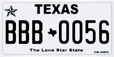 TX license plate BBB0056