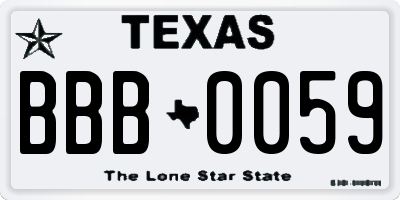 TX license plate BBB0059