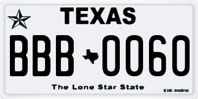 TX license plate BBB0060