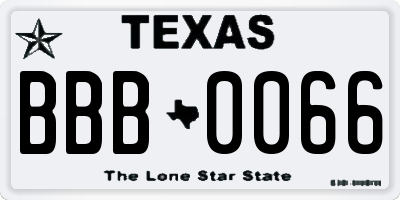 TX license plate BBB0066