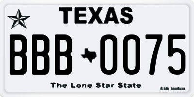 TX license plate BBB0075