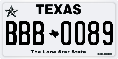 TX license plate BBB0089