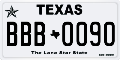 TX license plate BBB0090