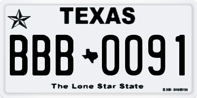 TX license plate BBB0091