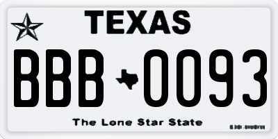 TX license plate BBB0093