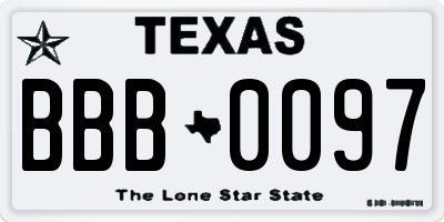 TX license plate BBB0097