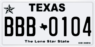 TX license plate BBB0104