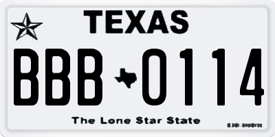 TX license plate BBB0114