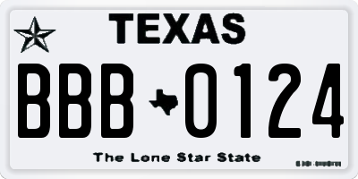 TX license plate BBB0124