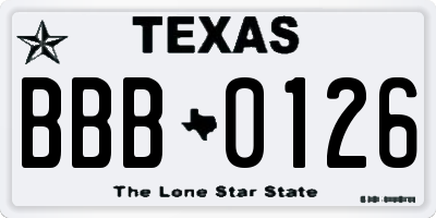 TX license plate BBB0126