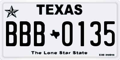 TX license plate BBB0135