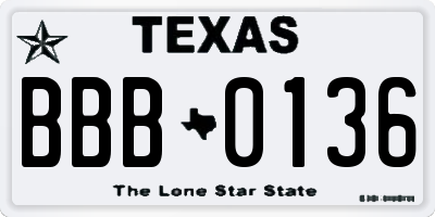 TX license plate BBB0136