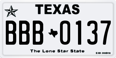 TX license plate BBB0137