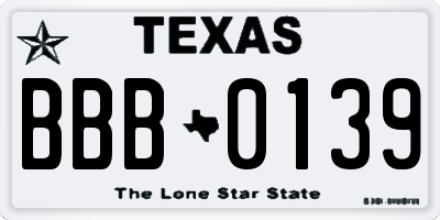 TX license plate BBB0139