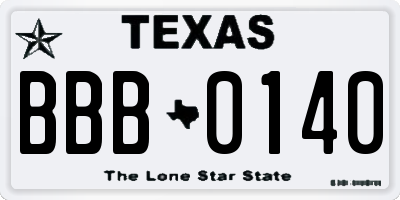 TX license plate BBB0140