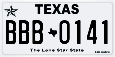 TX license plate BBB0141