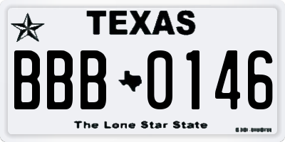 TX license plate BBB0146