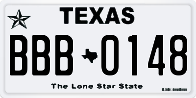 TX license plate BBB0148