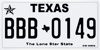 TX license plate BBB0149