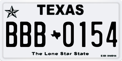 TX license plate BBB0154