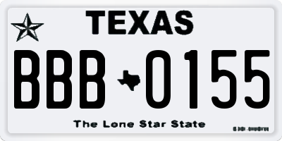 TX license plate BBB0155