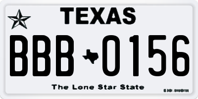 TX license plate BBB0156