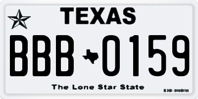 TX license plate BBB0159