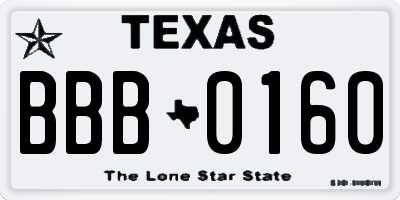 TX license plate BBB0160