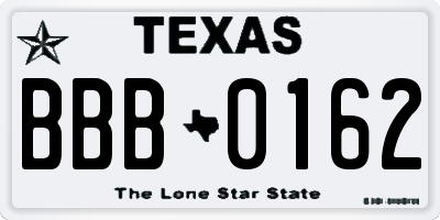 TX license plate BBB0162