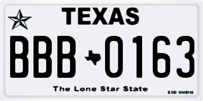 TX license plate BBB0163