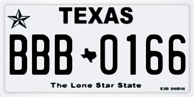 TX license plate BBB0166