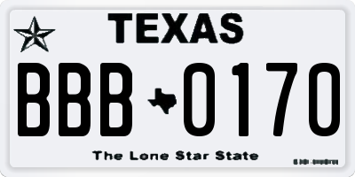 TX license plate BBB0170