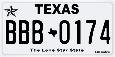 TX license plate BBB0174