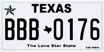 TX license plate BBB0176