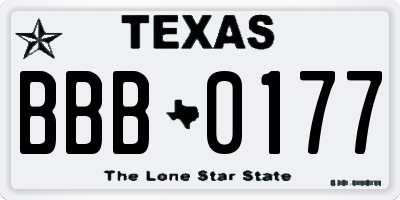 TX license plate BBB0177