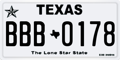 TX license plate BBB0178