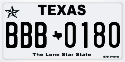 TX license plate BBB0180