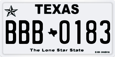 TX license plate BBB0183